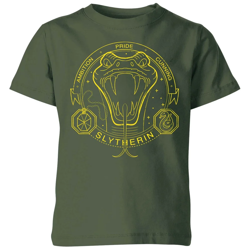 Harry Potter Slytherin Snake Badge Kids' T-Shirt - Forest Green - 3-4 Years Image 1