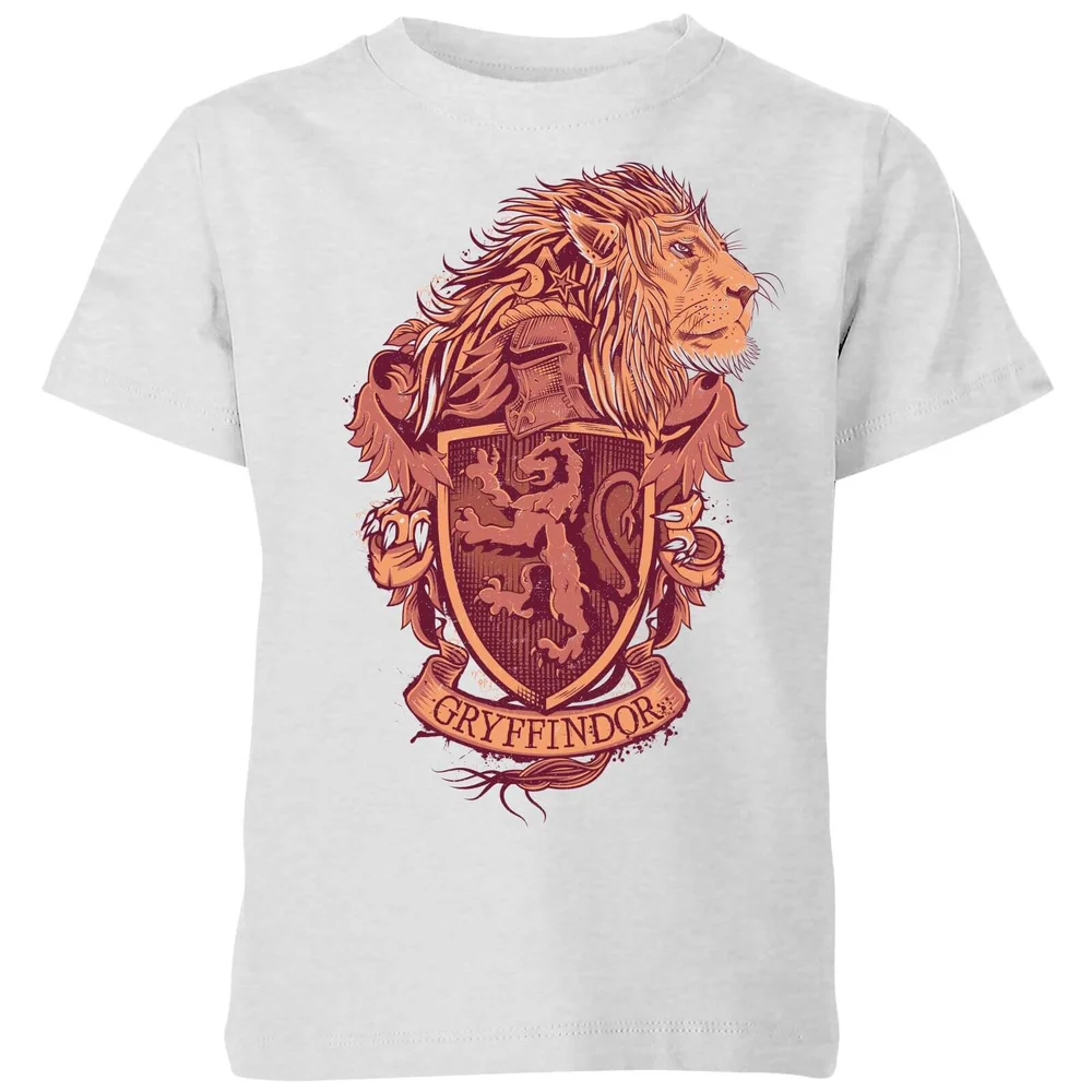 Harry Potter Gryffindor Drawn Crest Kids' T-Shirt - Grey - 3-4 Years Image 1