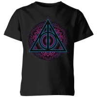 Harry Potter Deathly Hallows Neon Kids' T-Shirt - Black - undefined undefined