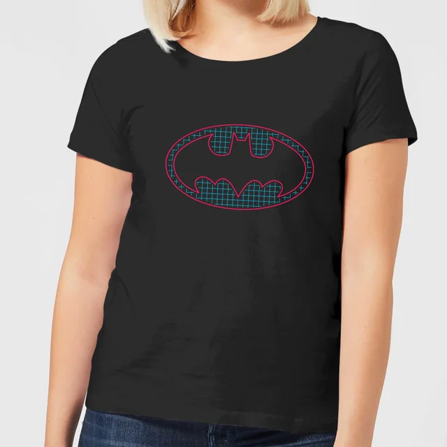Justice League Batman Retro Grid Logo Women's T-Shirt - Black