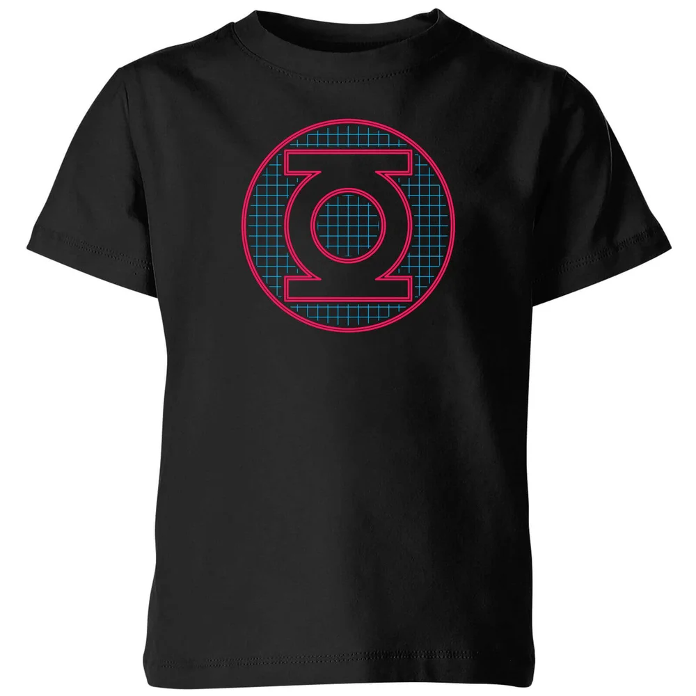 Justice League Green Lantern Retro Grid Logo Kids' T-Shirt - Black - 3-4 Years Image 1