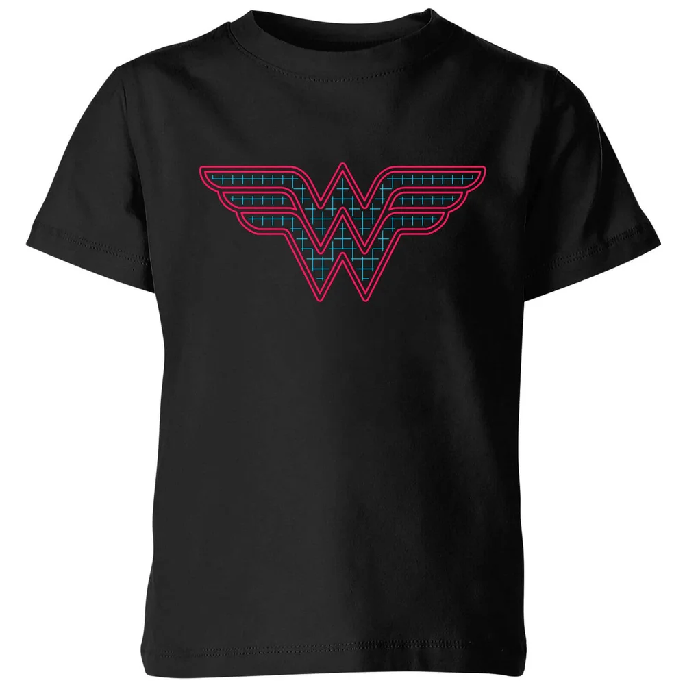 Justice League Wonder Woman Retro Grid Logo Kids' T-Shirt - Black - 3-4 Years Image 1