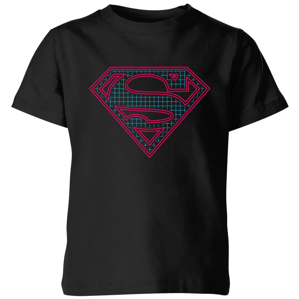 Justice League Superman Retro Grid Logo Kids' T-Shirt - Black - 7-8 Years Image 1