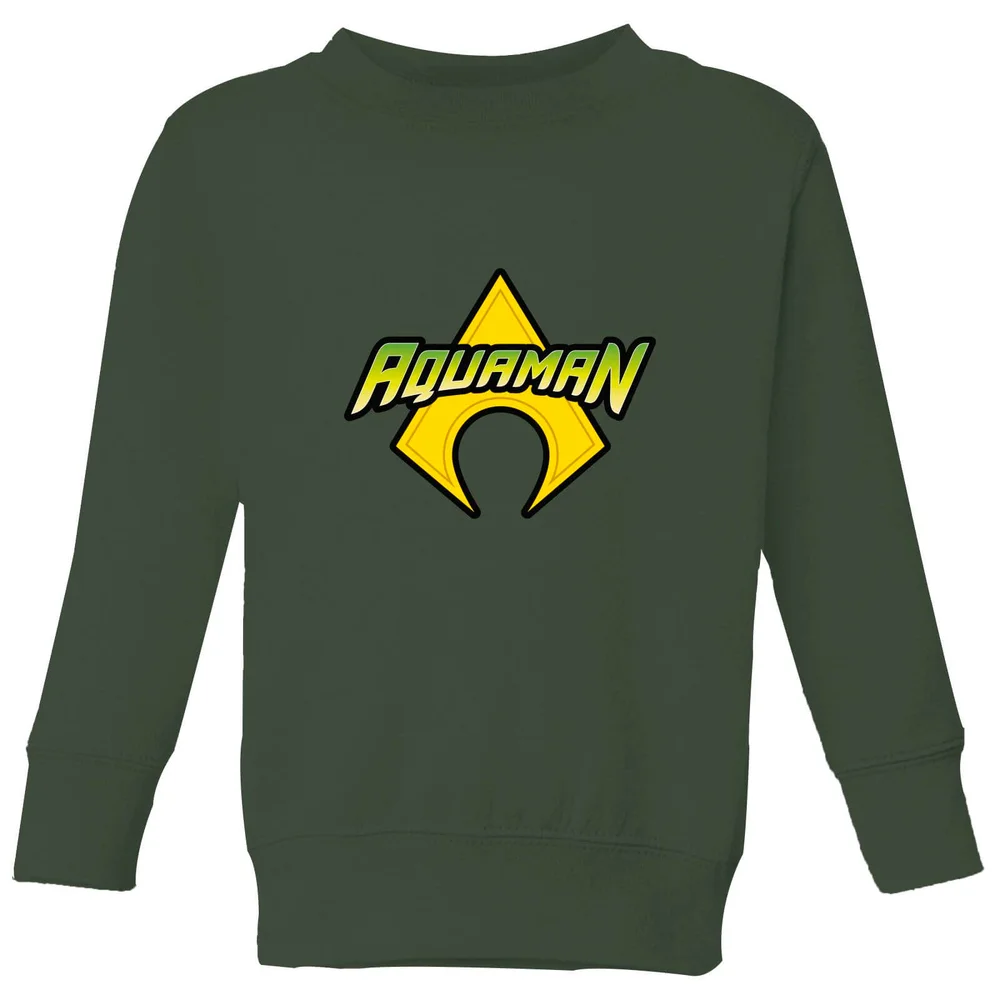 Justice League Aquaman Logo Kids' Sweatshirt - Forest Green - 3-4 Years Image 1