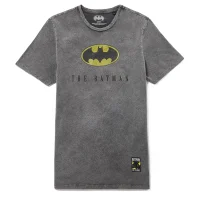 Batman 80th Anniversary Logo T-Shirt - Black Acid Wash - undefined undefined