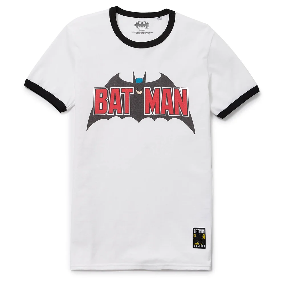 Batman 80th Anniversary 70s Super Ringer T-Shirt - White/Black - XL Image 1