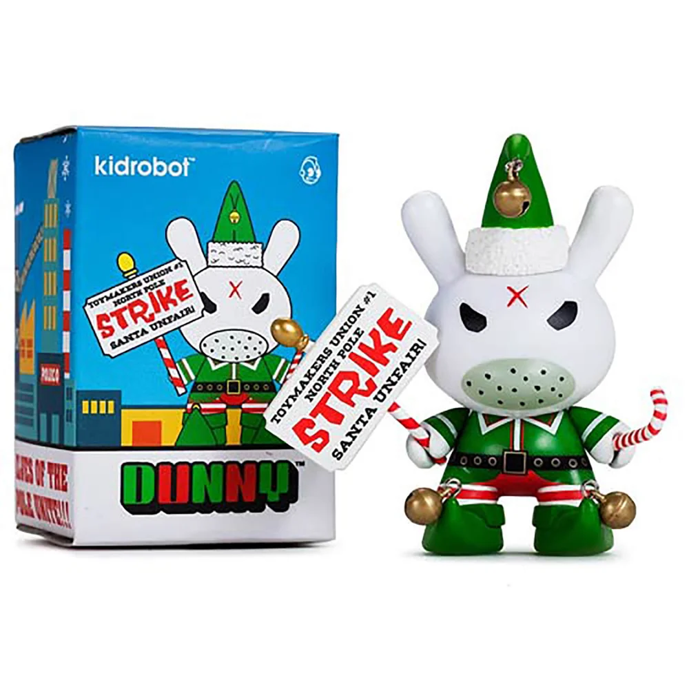 Kidrobot Dunny Grumpy Elf By Kozik - Santa Unfair Elves Of The Pole Image 1
