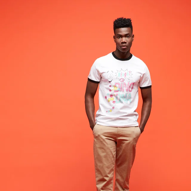 Jurassic Park Primal Mr. DNA Vintage Ringer T-Shirt - White/Black