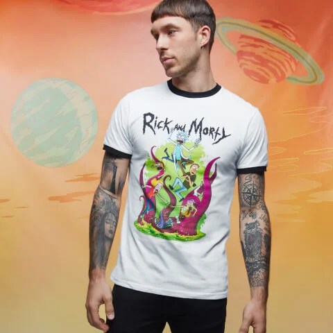 Rick and Morty Get Schwifty 70s Ringer Ringer - White/Black - XL Image 1