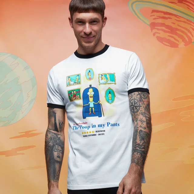 Rick and Morty Get Schwifty The Poop In My Pants Ringer - White/Black