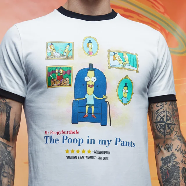 Rick and Morty Get Schwifty The Poop In My Pants Ringer - White/Black