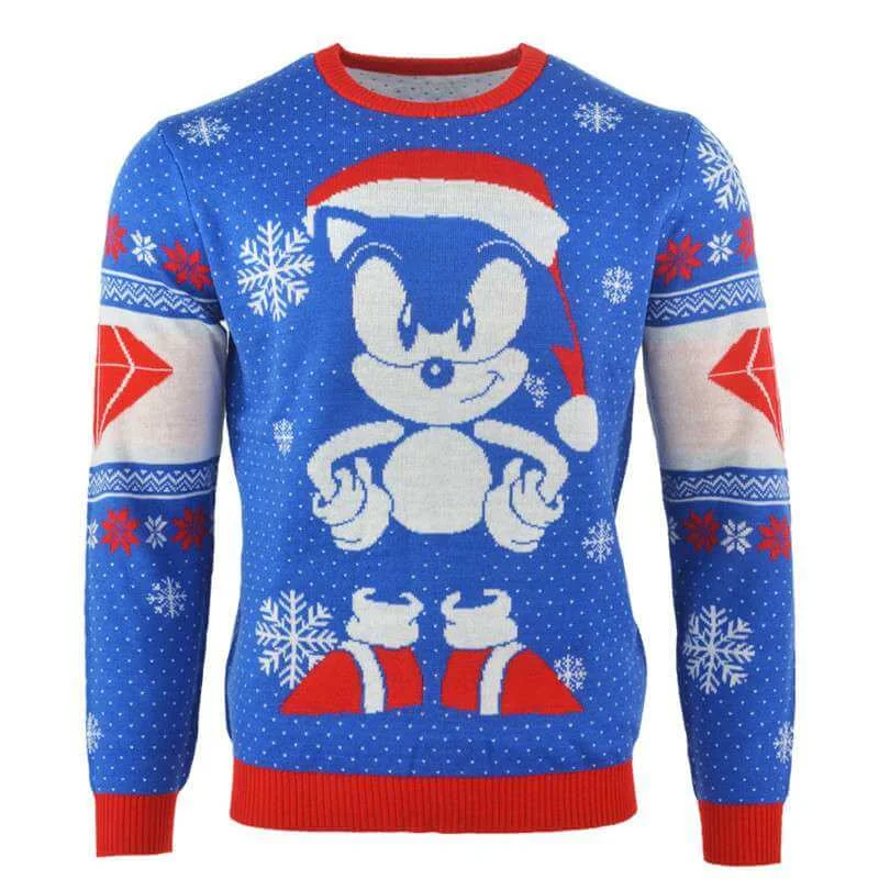 Sonic the Hedgehog Sonic Gem Knitted Christmas Jumper - M Image 1