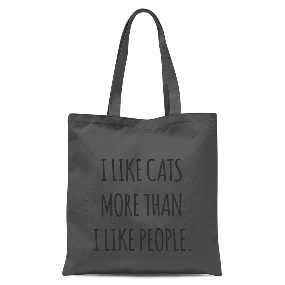 I Like Cats More Than People Tote Bag - Grey Image 1