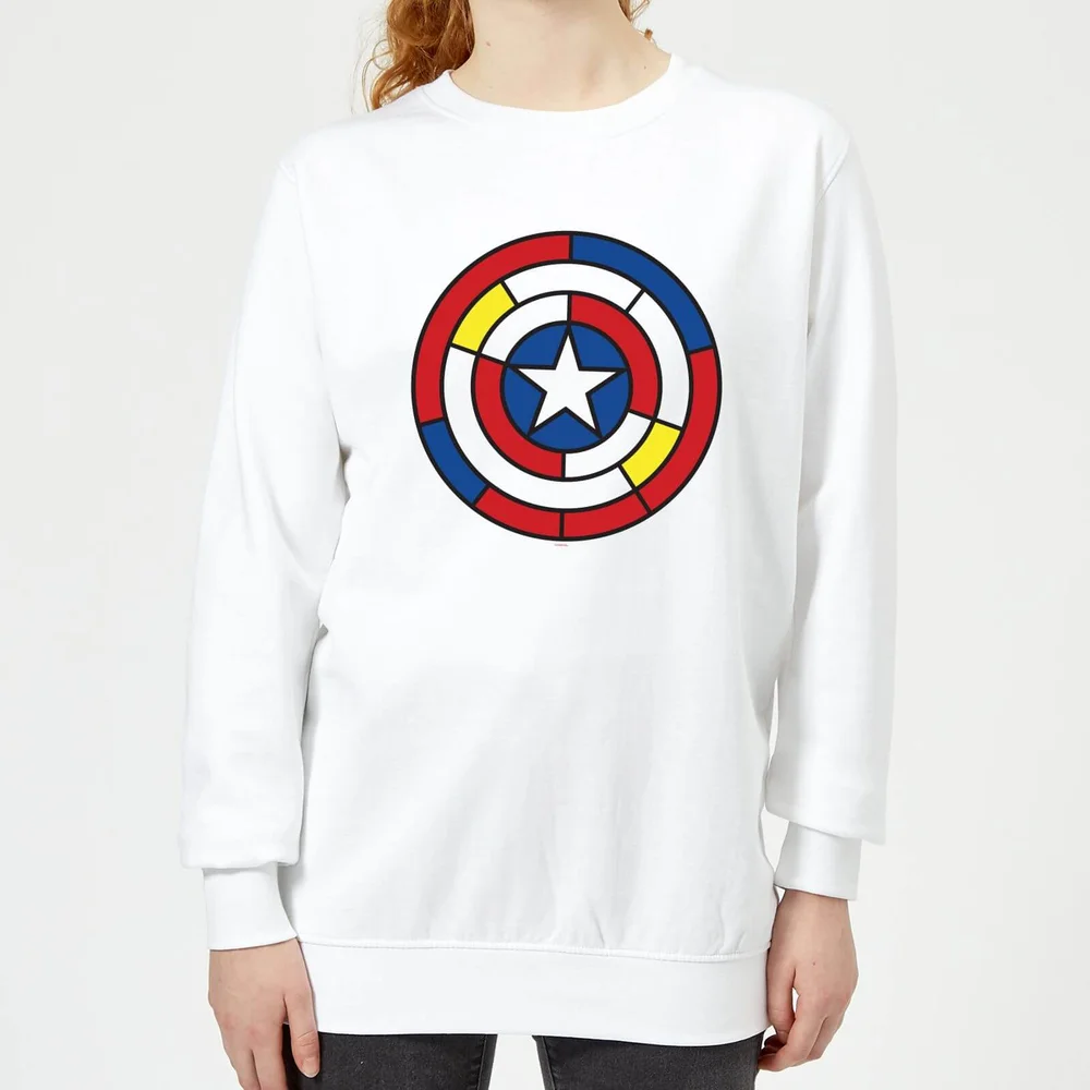 Marvel Captain America Stained Glass Shield Women's Sweatshirt - White - XS Image 1