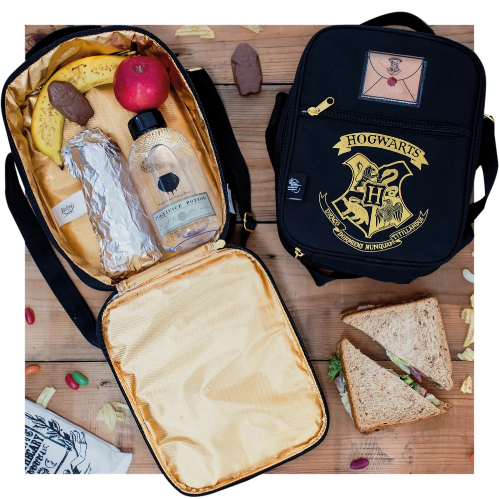 Harry Potter 2 Pocket Lunch Bag - Black/Gold Image 1