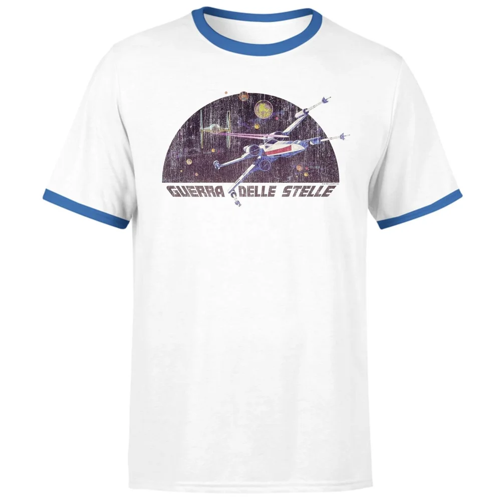 Star Wars X-Wing Italian Men's T-Shirt - White / Blue Ringer - S Image 1