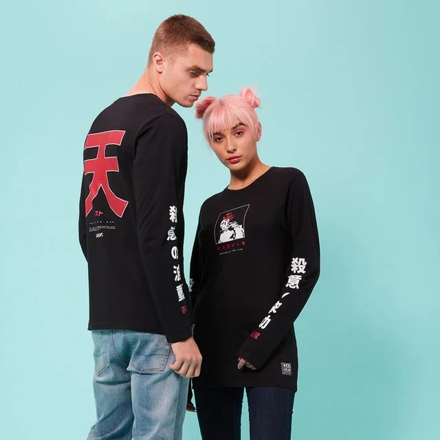 Street Fighter Arcade Akuma Long Sleeved Unisex T-Shirt - Black