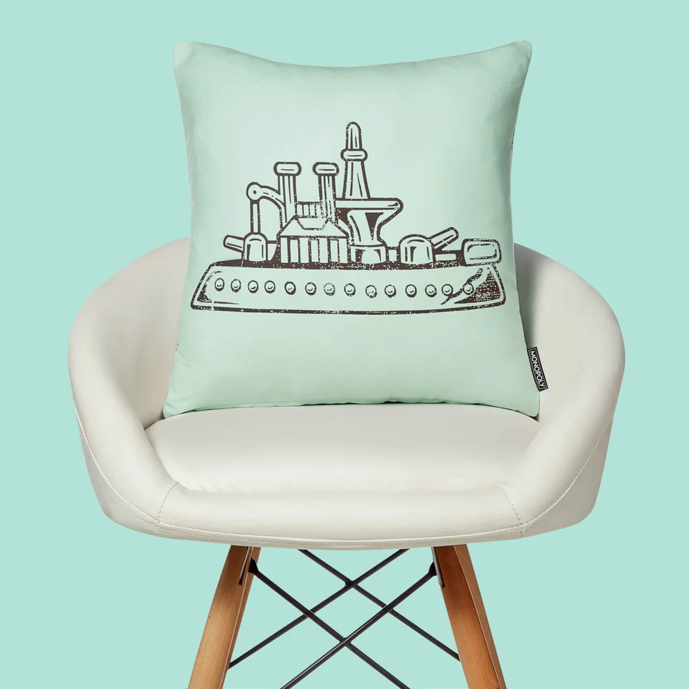 Monopoly Ship Letterpress Square Cushion - 40x40cm - Soft Touch Image 1