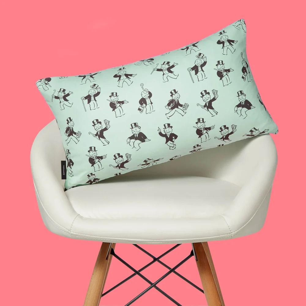 Monopoly Mr Monopoly Letterpress Rectangular Cushion - 30x50cm - Soft Touch Image 1