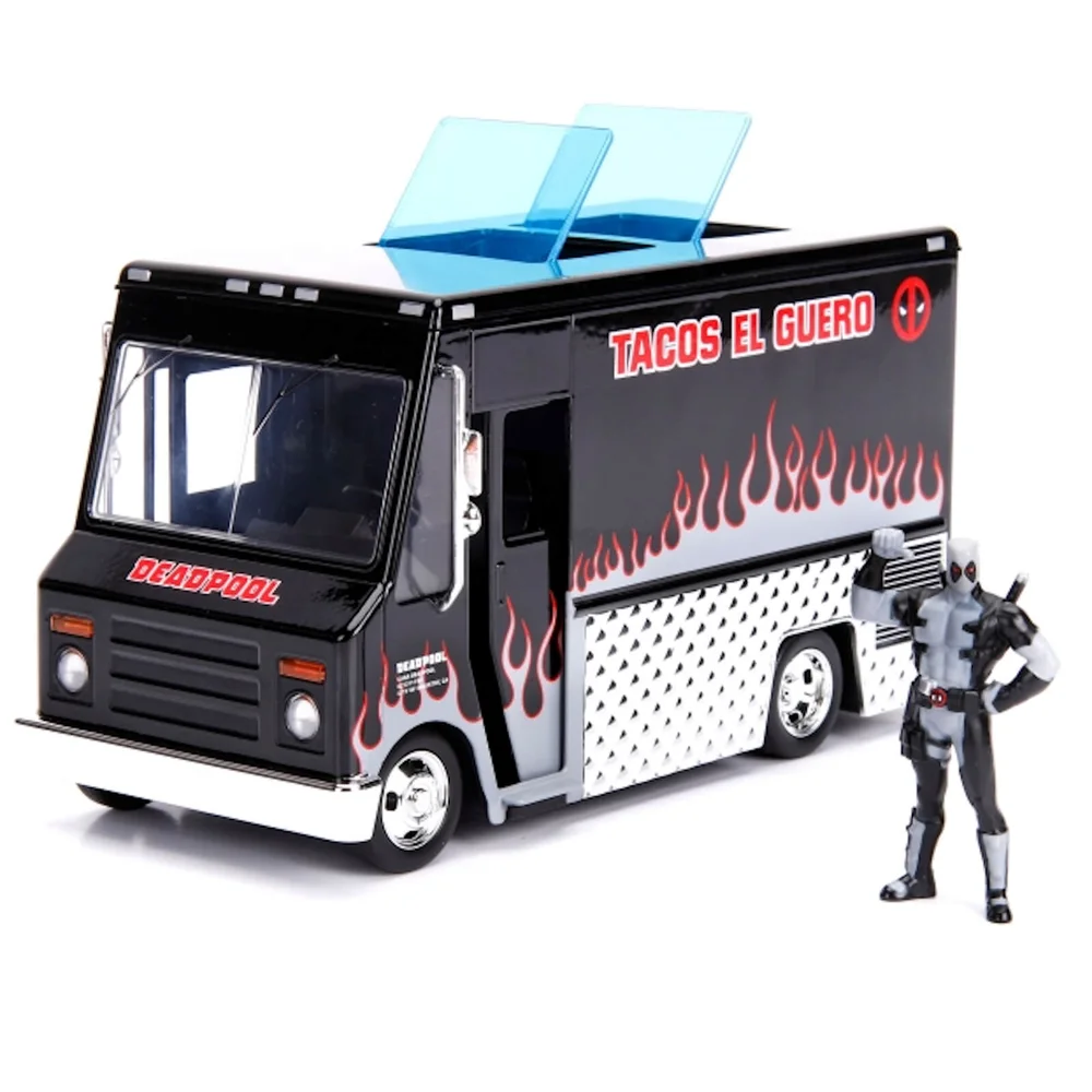 Jada Die Cast Marvel 1:24 Taco Truck and X-Force Deadpool Figure Image 1