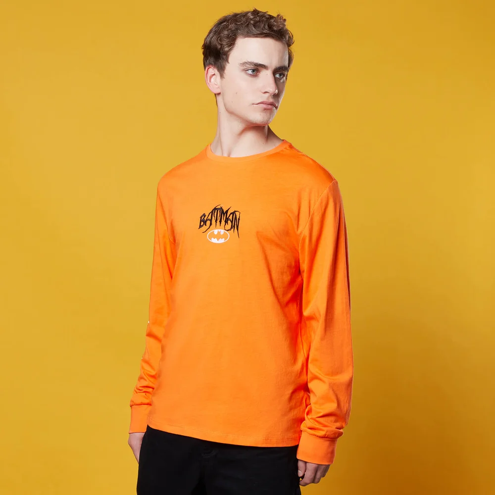 Batman Embroidered Chest Long Sleeve T-Shirt - Orange - M Image 1