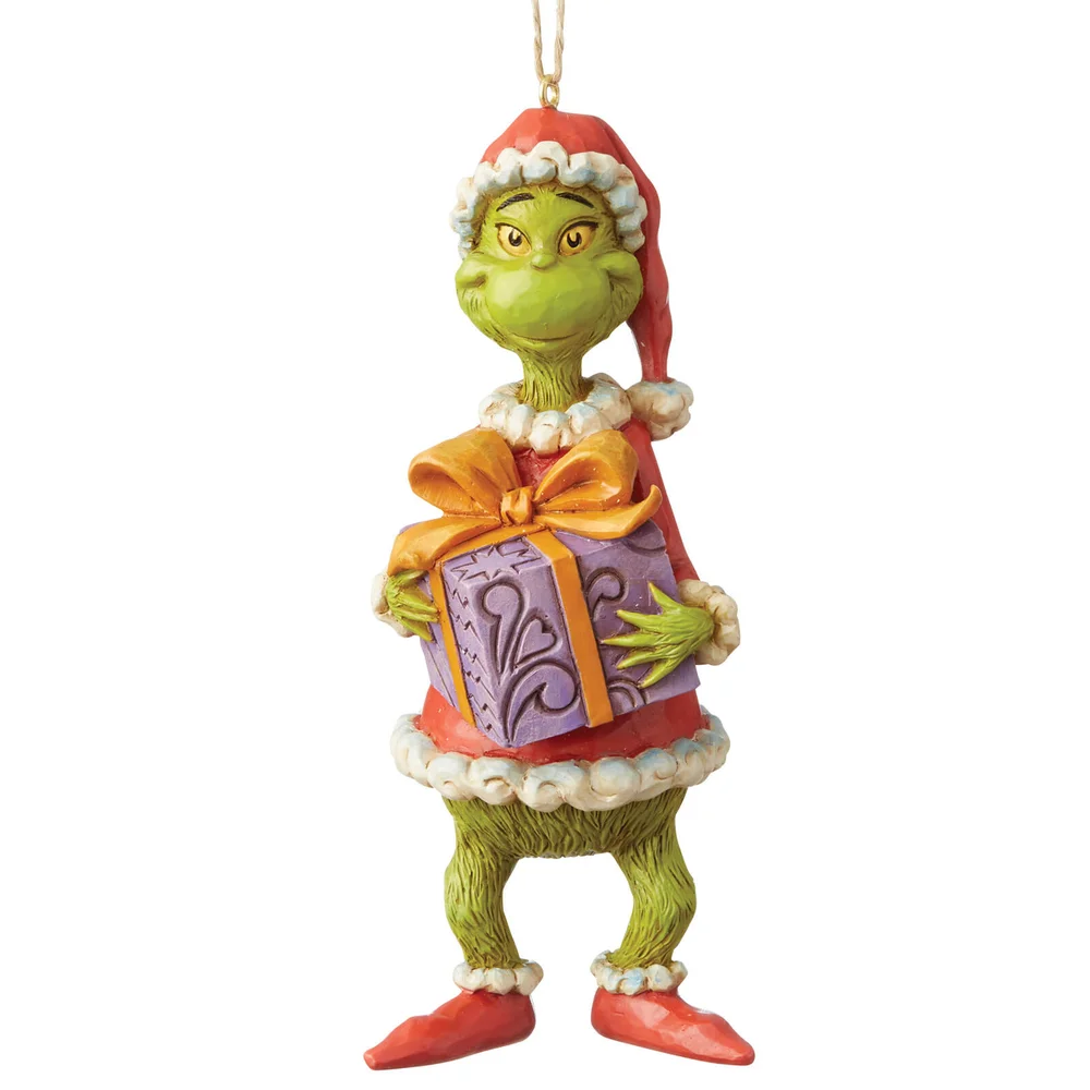 The Grinch By Jim Shore Grinch Holiding Present (Hanging Ornament) Image 1