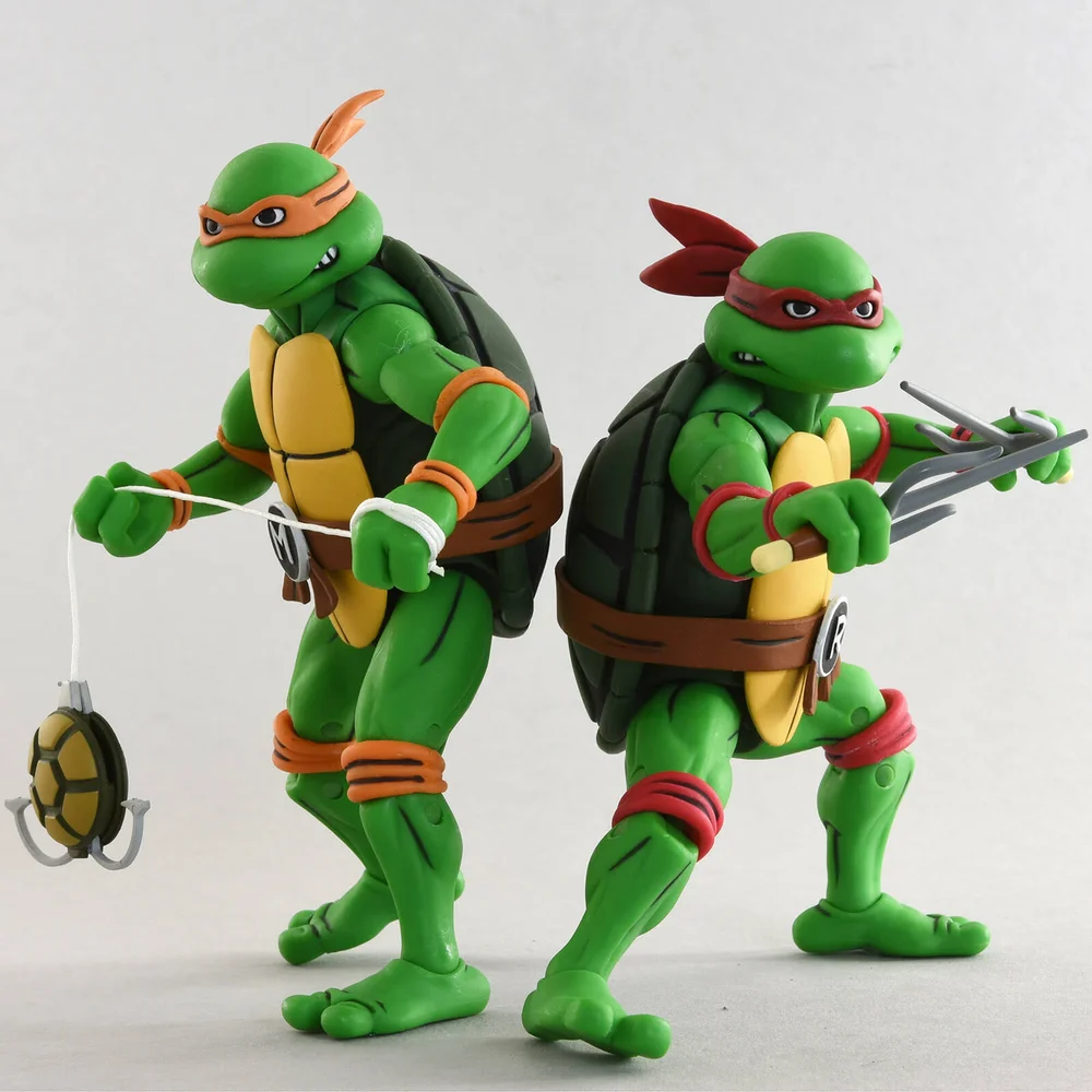 NECA Teenage Mutant Ninja Turtles Cartoon Series Michelangelo and Raphael Action Figures 2 Pack Image 1