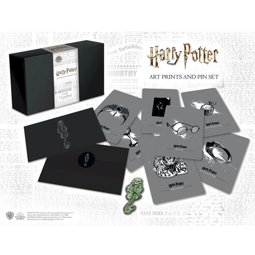 Harry Potter Dark Arts Pin Badge and Art Cards Set Image 1