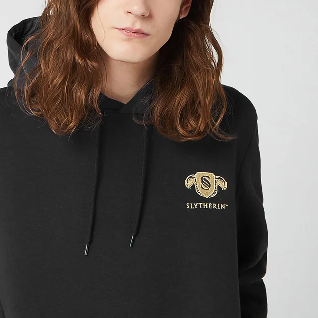 Harry Potter Slytherin Unisex Embroidered Hoodie - Black