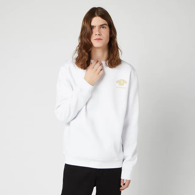 Harry Potter Slytherin Unisex Embroidered Sweatshirt - White