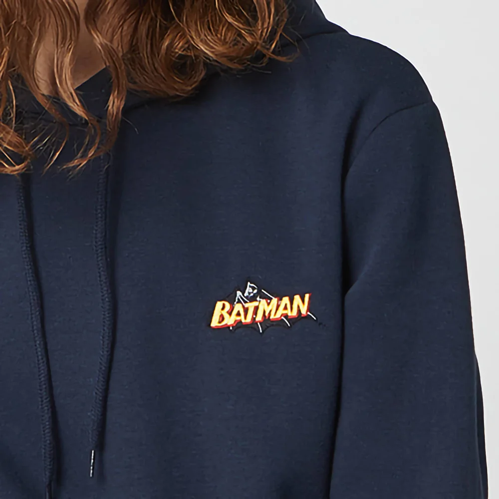 DC Batman Unisex Embroidered Hoodie - Navy - S Image 1