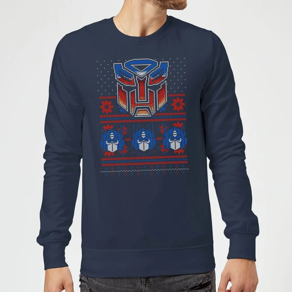 Autobots Classic Ugly Knit Christmas Jumper - Navy - S Image 1