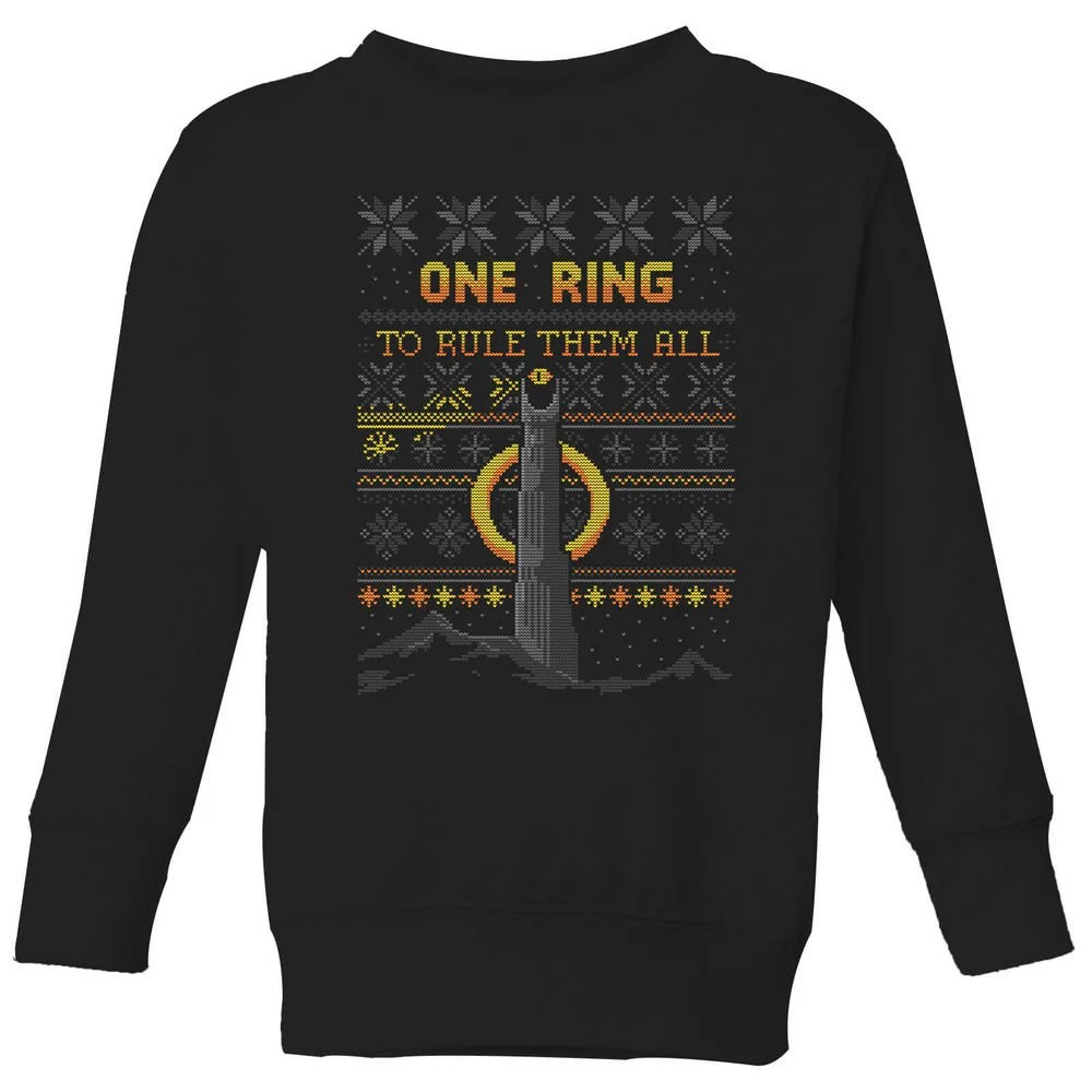 The Lord of the Rings One Ring Kids' Christmas Sweatshirt in Black - 3-4 Years Image 1