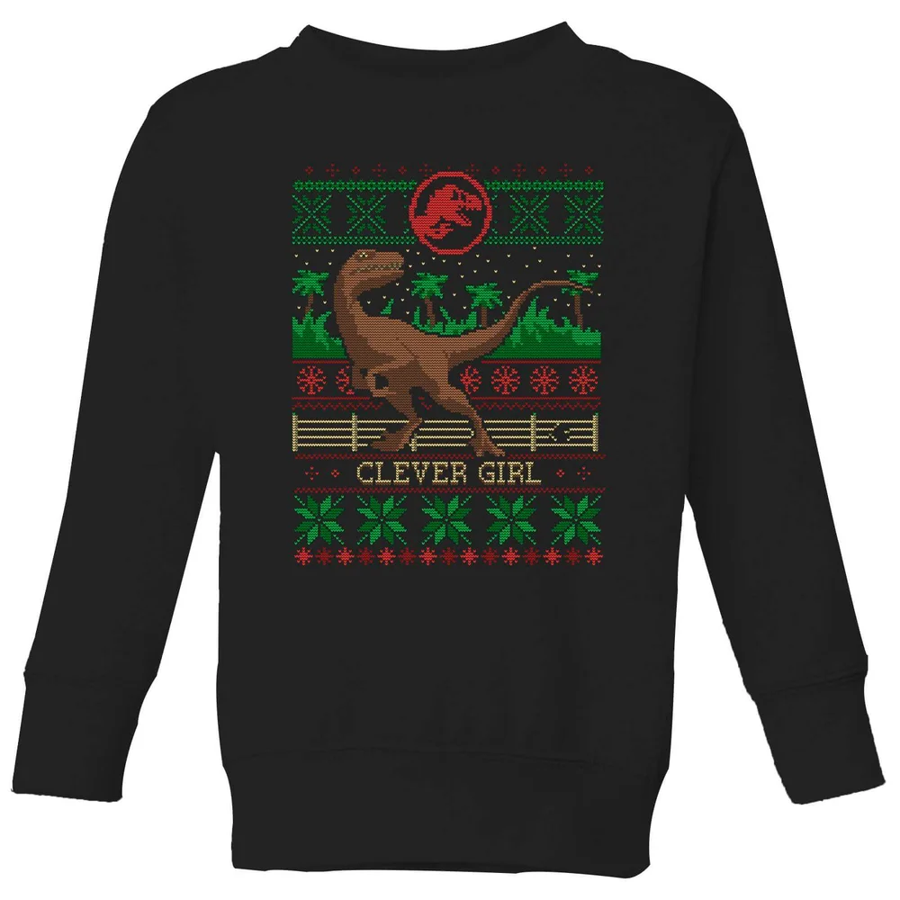 Jurassic Park Clever Girl Kids' Christmas Jumper - Black - 3-4 Years Image 1