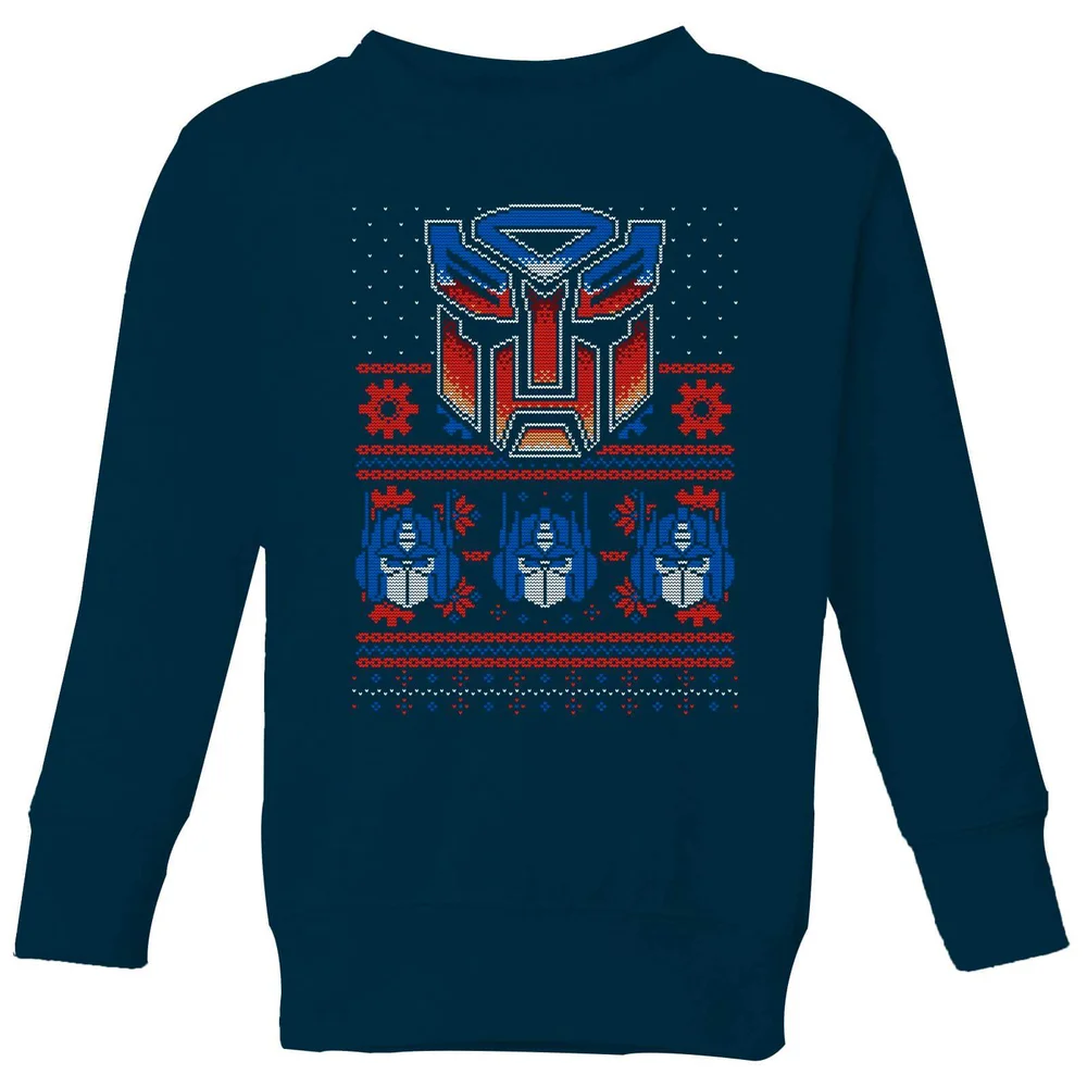 Autobots Classic Ugly Knit Kids' Christmas Jumper - Navy - 3-4 Years Image 1
