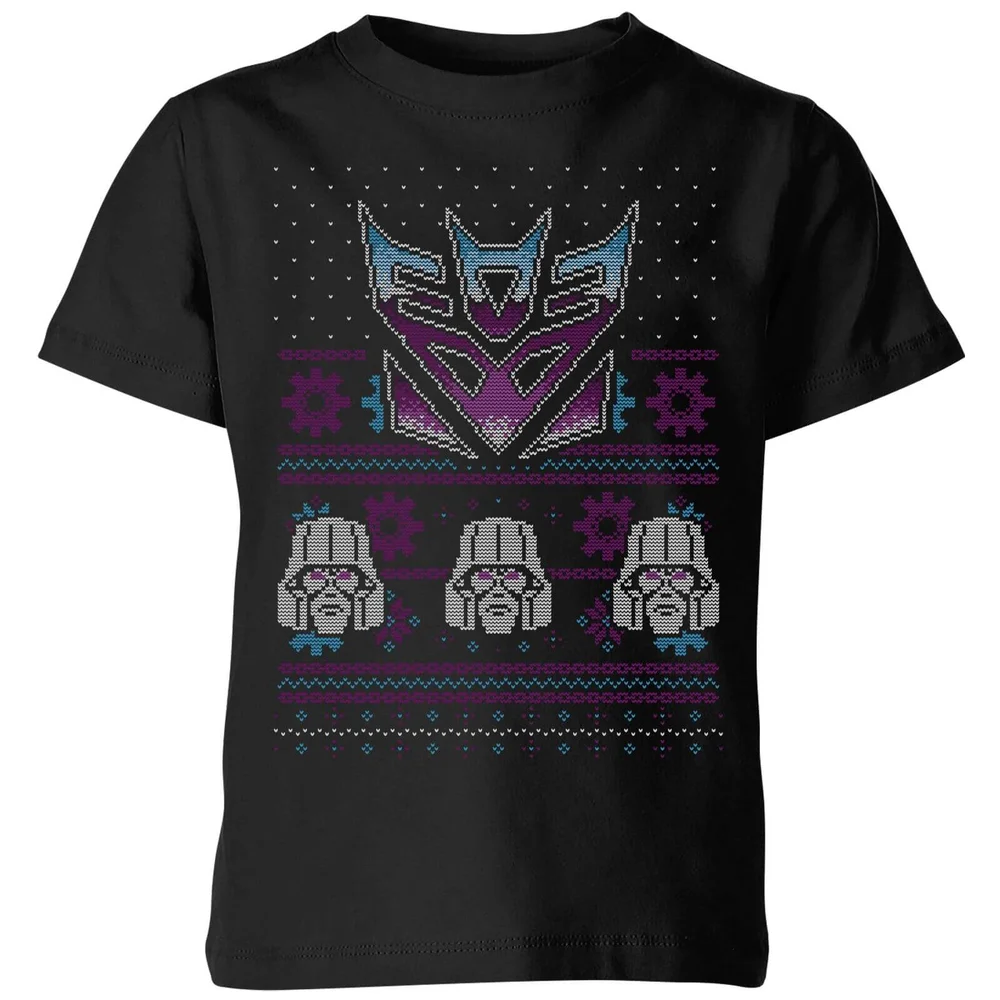 Decepticons Classic Ugly Knit Kids' Christmas T-Shirt - Black - 3-4 Years Image 1