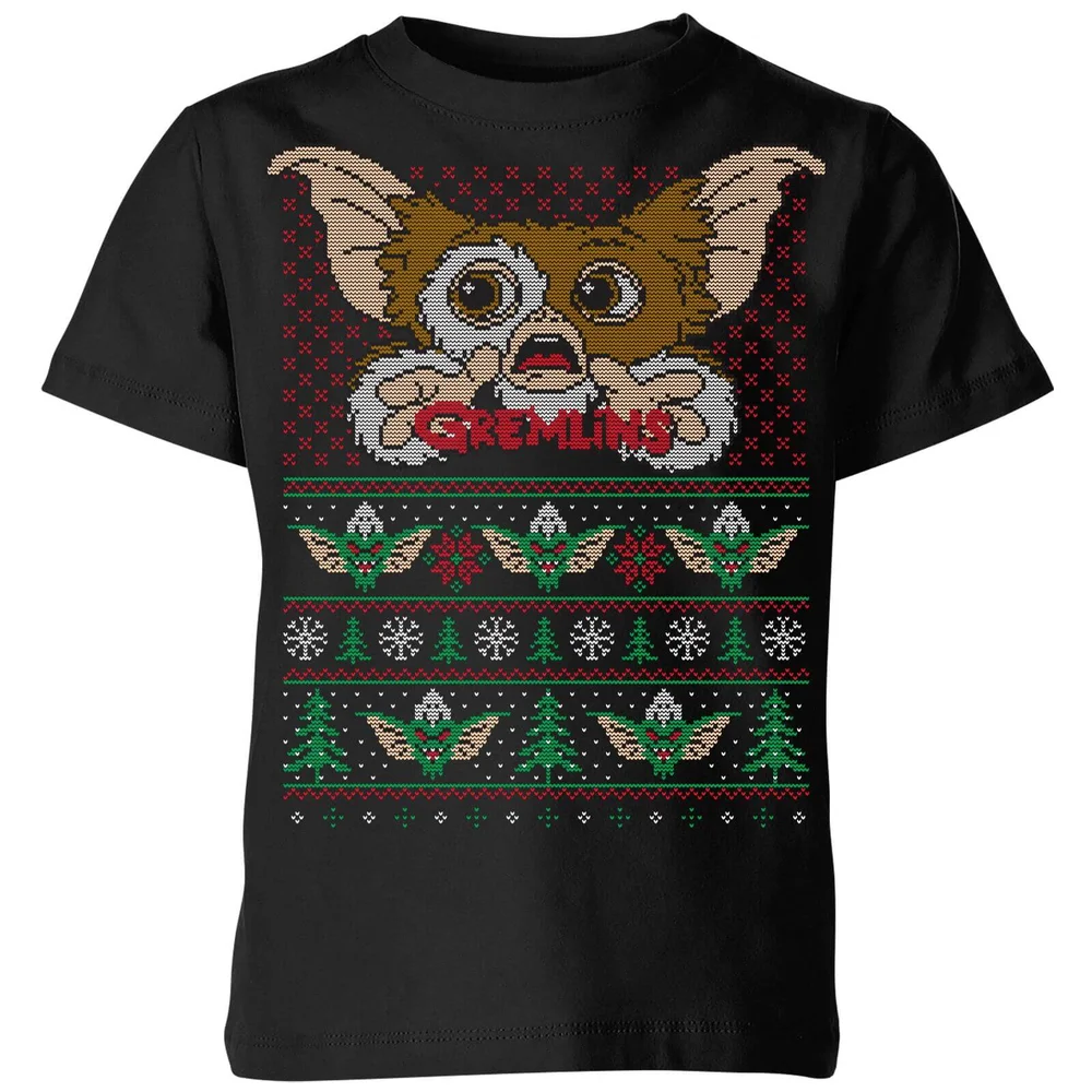 Gremlins Ugly Knit Kids' Christmas T-Shirt - Black - 3-4 Years Image 1