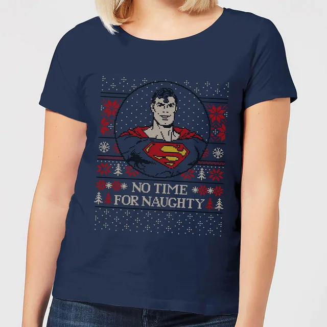 Superman May Your Holidays Be Super Women's Christmas T-Shirt - Navy