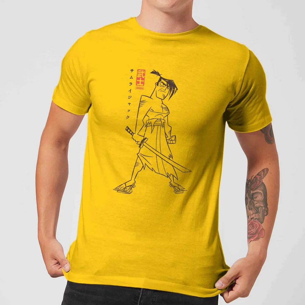 Samurai Jack Vintage Kanji Men's T-Shirt - Yellow - S Image 1