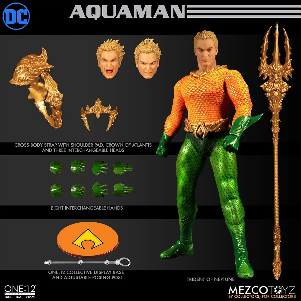Mezco One:12 Collective DC Comics Aquaman Classic Comic Action Figure Image 1