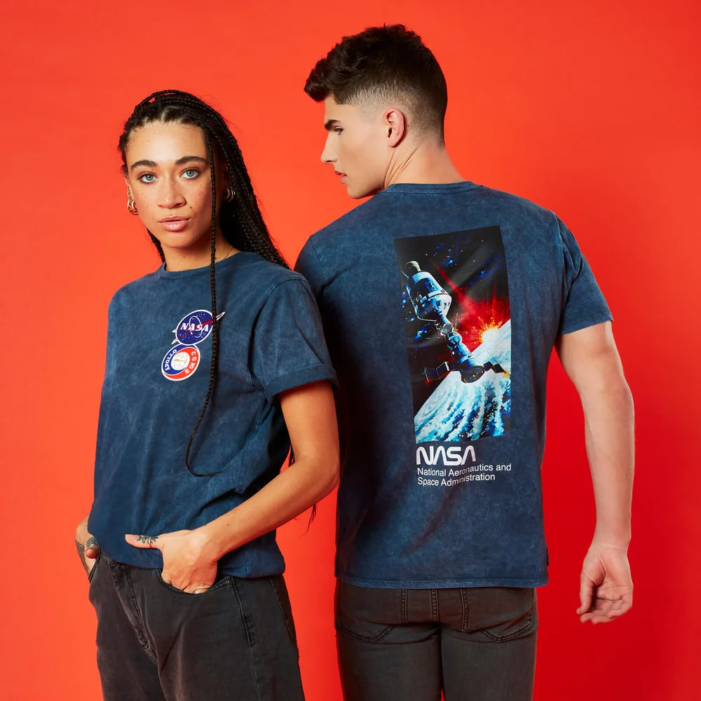 NASA Soyuz Chest Unisex T-Shirt - Navy Acid Wash - S - Navy Image 1