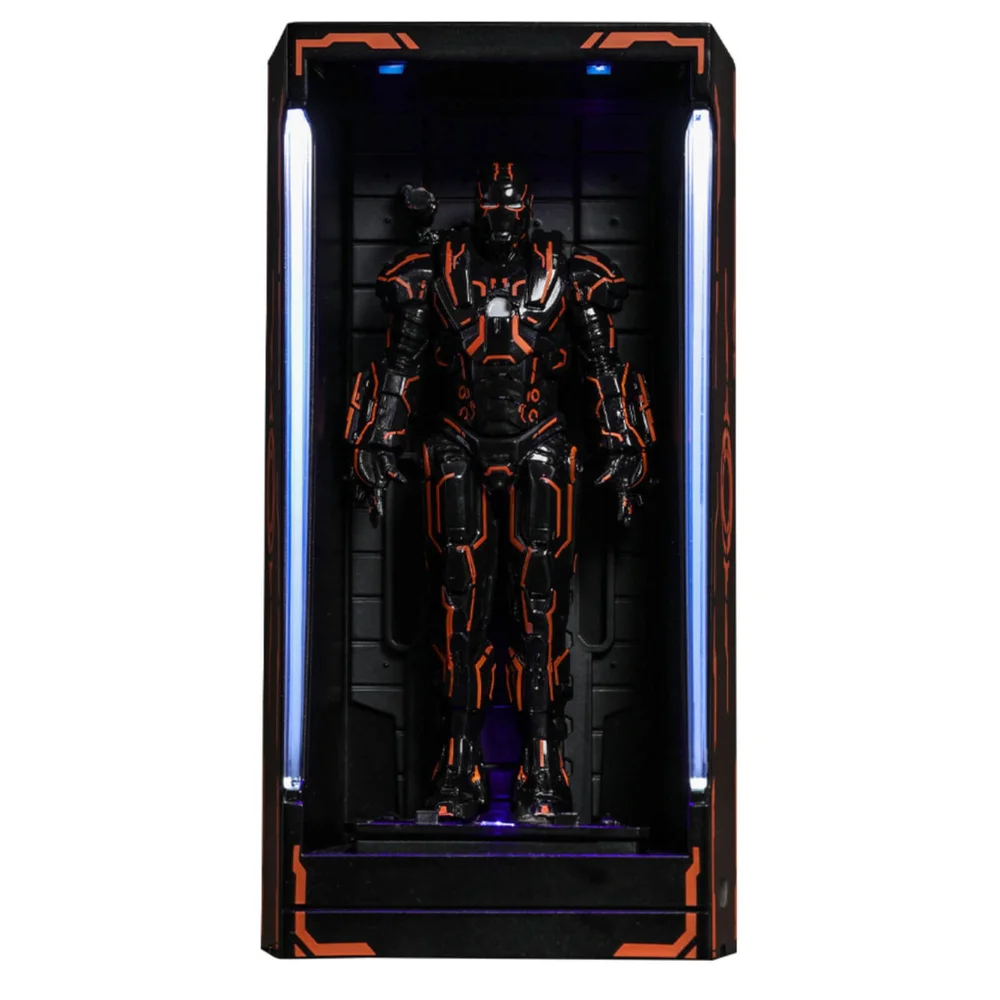 Hot Toys Iron Man 2 MMS Compact Series Diorama Neon Tech War Machine Hall of Armor 12cm Image 1