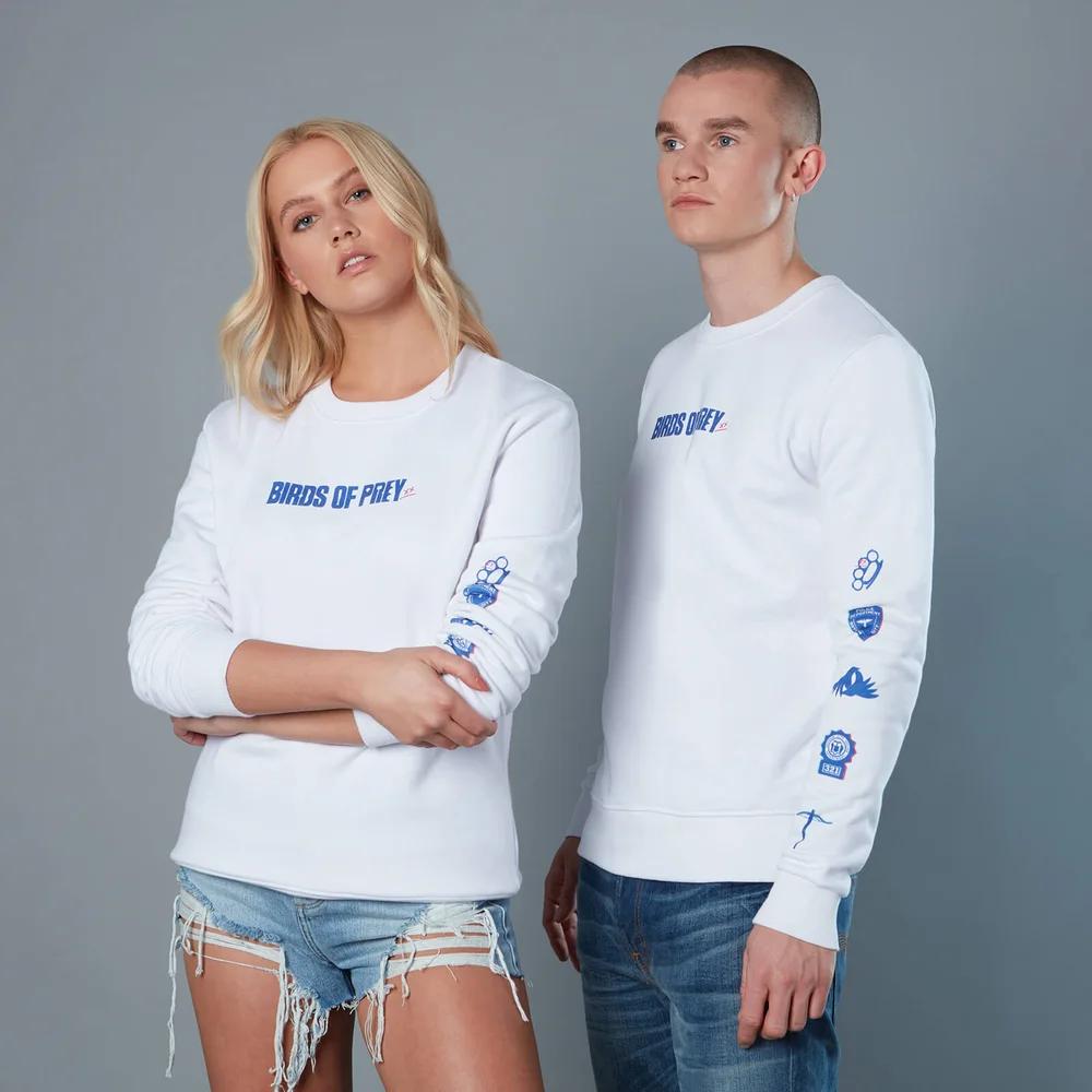 Emblem Sleeve Unisex Birds of Prey Sweatshirt - White - S Image 1