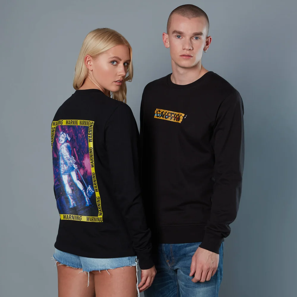 Harley Quinn Caution Sign Unisex Birds of Prey Sweatshirt - Black - S Image 1