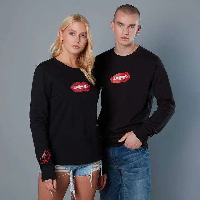 Red Lips And Knuckleduster Unisex Birds of Prey Sweatshirt - Black