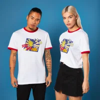 Retro Captain Kirk Star Trek T-shirt - White/ Red Ringer - undefined undefined
