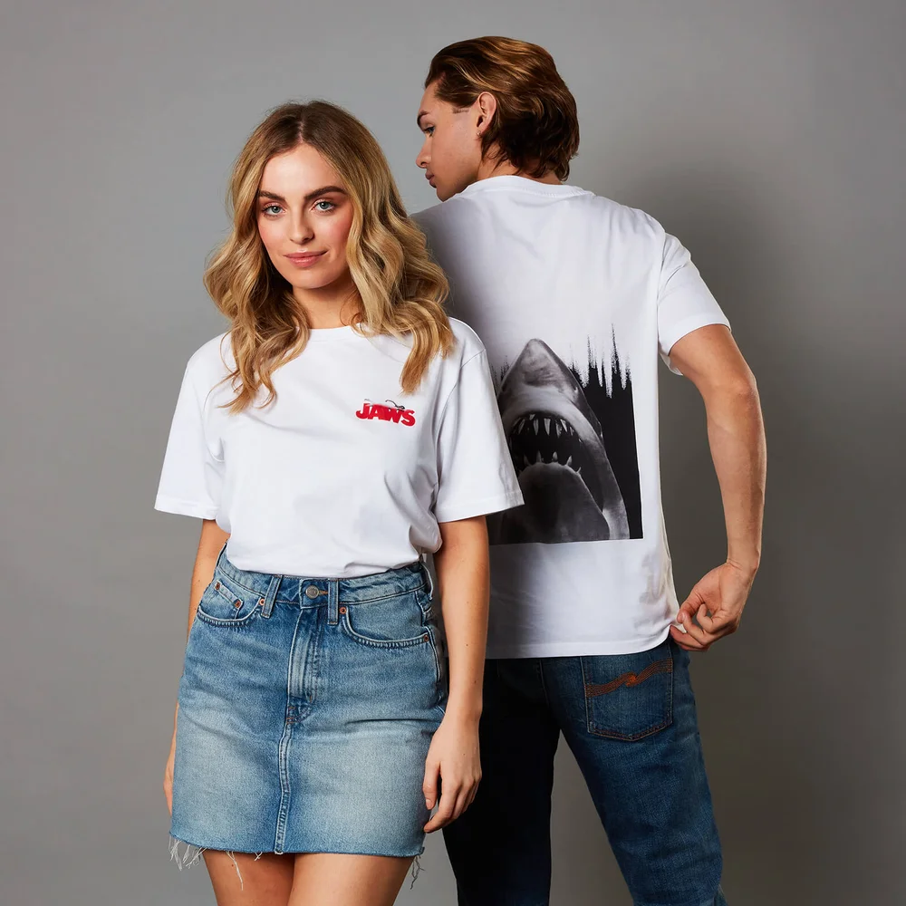 Jaws Unisex T-Shirt - White - S Image 1