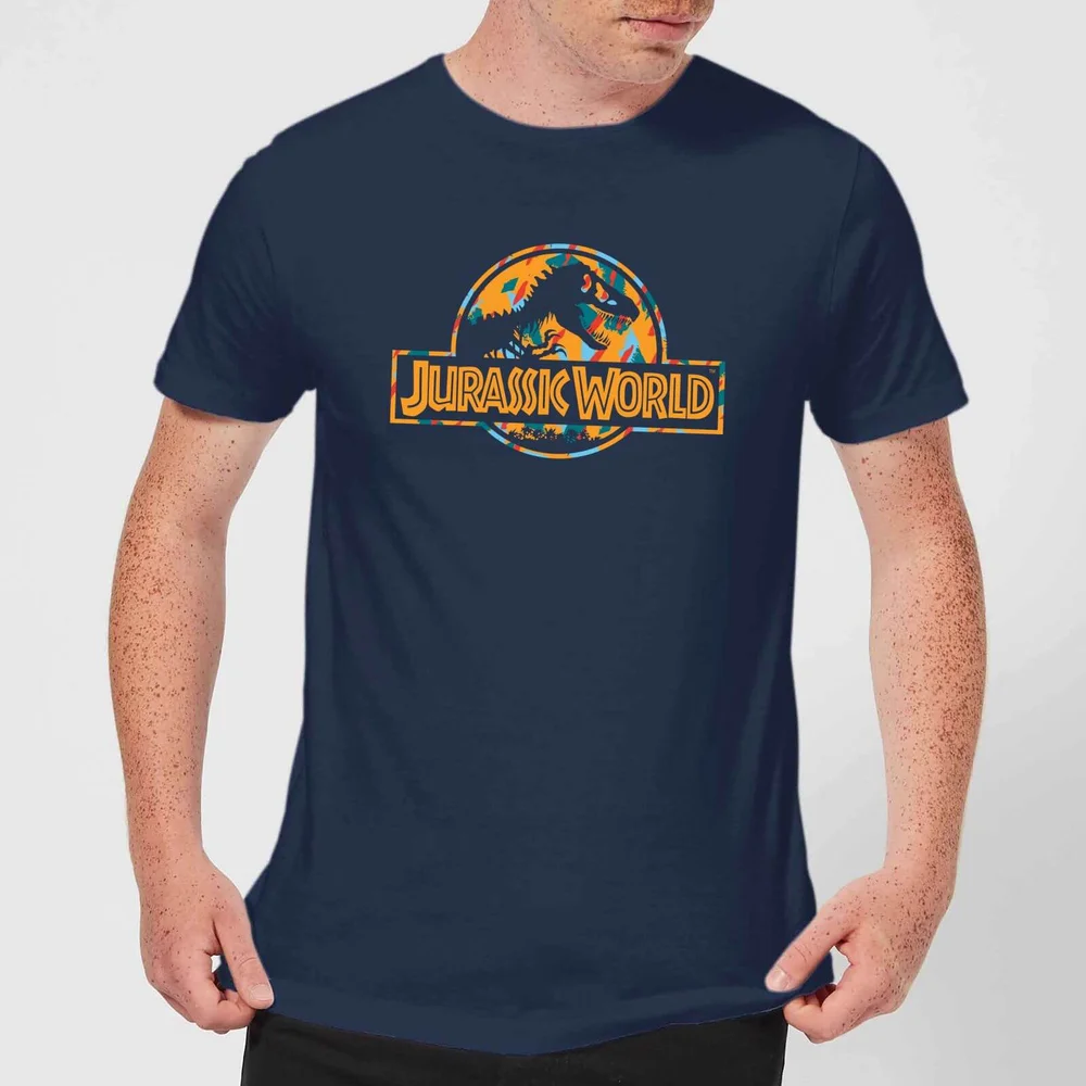 Jurassic Park Logo Tropical Men's T-Shirt - Navy - S Image 1