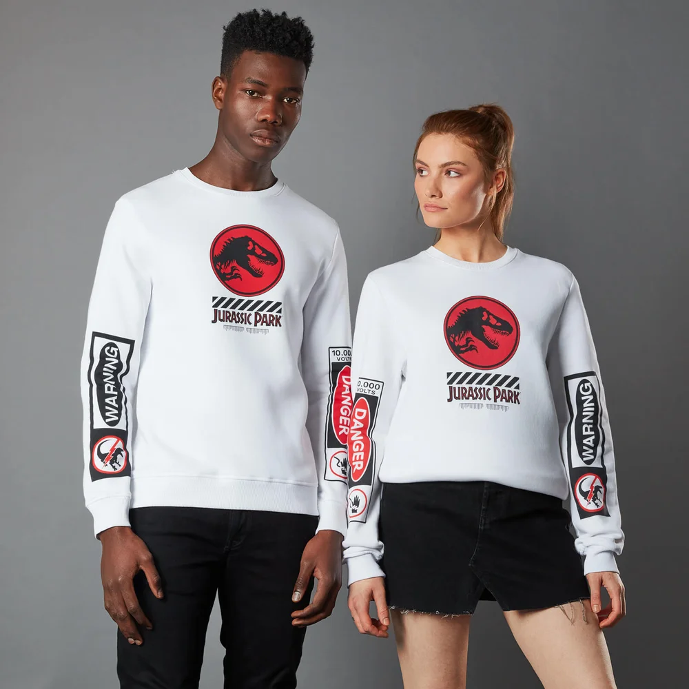 Jurassic Park Primal Warning Unisex Sweatshirt - White - S Image 1