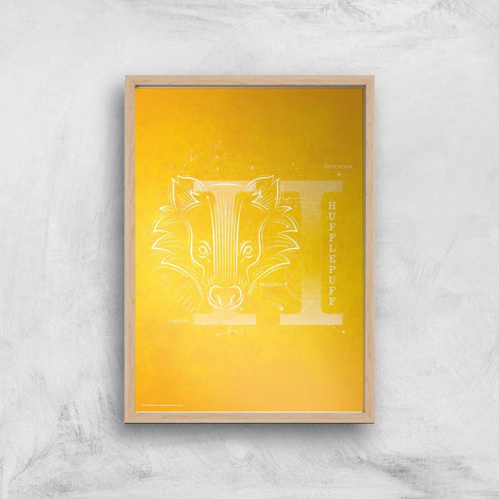 Harry Potter Hufflepuff Giclee Art Print - A3 - Wooden Frame Image 1